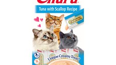 INABA CIAO Churu Pure, Ton și Scoici, recompense lichide lichide fara cereale Pisici, topping cremos, 14g x 4