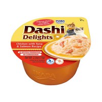 INABA Ciao Dashi, Pui, Ton și Somon, bol hrană umedă fără cereale pisici, (în sos), 70g - 1