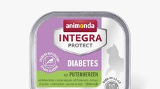 INTEGRA PROTECT Diabetes, Inimi de Curcan, dietă veterinară, tăviță hrană umedă fără cereale pisici, diabet, (în aspic), 100g