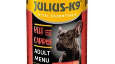 JULIUS-K9 Adult Menu, XS-XL, Vită și Morcov, conservă hrană umedă câini, (în sos), 1240g