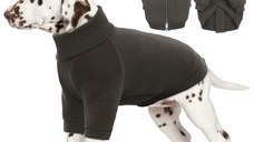 KUOSER Jachetă Fleece cu Fermoar pentru Câini, Gri, M, 37cm