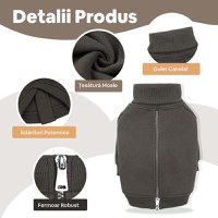 KUOSER Jachetă Fleece cu Fermoar pentru Câini, Gri, M, 37cm - 5