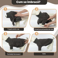 KUOSER Jachetă Fleece cu Fermoar pentru Câini, Gri, M, 37cm - 6