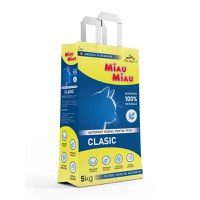 MIAU MIAU Clasic, neparfumat, așternut igienic pisici, granule, bentonită, aglomerant, neutralizare mirosuri, 5kg - 1