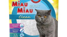 MIAU MIAU Clean, neparfumat, așternut igienic pisici, granule, silicat, neaglomerant, neutralizare mirosuri, 7.6l