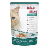 MIAU MIAU Indoor & Sterilised, Somon, hrană uscată pisici sterilizate, 800g - 1