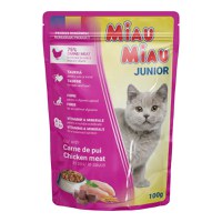 MIAU MIAU Kitten, Pui, plic hrană umedă pisici junior, (în sos), 100g - 1