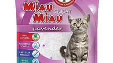 MIAU MIAU, Lavanda, așternut igienic pisici, granule, silicat, neaglomerant, neutralizare mirosuri, 3.8l