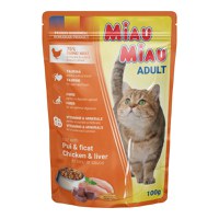 MIAU MIAU, Pui și Ficat, plic hrană umedă pisici, (în sos), 100g - 1