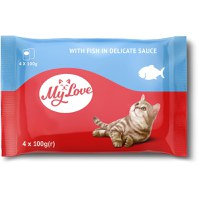 MY LOVE, Pește, plic hrană umedă pisici, (în sos), bax, 100g x 4buc - 1