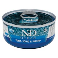 N&D Ocean, Ton și Calamar, conservă hrană umedă fără cereale pisici, (în sos), 70g - 1