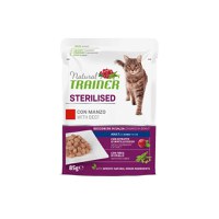 NATURAL TRAINER Sterilised, Vită, plic hrană umedă pisici sterilizate, (în sos), 85g - 1