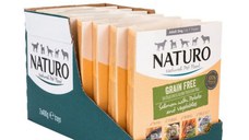 NATURO Grain Free, XS-L, Somon și Legume, tăviță hrană umedă monoproteică fără cereale câini, (în aspic), 400g