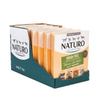 NATURO Grain Free, XS-L, Somon și Legume, tăviță hrană umedă monoproteică fără cereale câini, (în aspic), 400g - 1