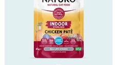 NATURO Indoor Sterilised, Pui, plic hrană umedă fără cereale pisici sterilizate, (pate), 85g