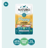 NATURO Puppy, XS-XL, Pui, plic hrană umedă fără cereale câini junior, (în suc propriu), 150g - 1