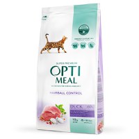 OPTIMEAL Hairball Control, Rață, hrană uscată pisici, limitarea ghemurilor de blană, 10kg - 1