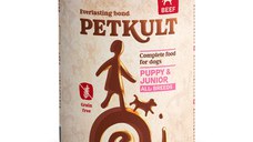 PETKULT Grain Free Junior, Vită, conservă hrană umedă fără cereale câini junior, 800g