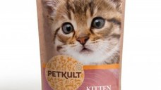 PETKULT Kitten, Curcan, hrană umedă fără cereale pisici junior PETKULT Kitten, Curcan, plic hrană umedă fără cereale pisici junior, 100g