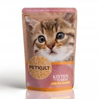 PETKULT Kitten, Curcan, hrană umedă fără cereale pisici junior PETKULT Kitten, Curcan, plic hrană umedă fără cereale pisici junior, 100g - 1