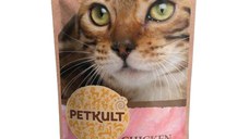 PETKULT Pui, hrană umedă fără cereale pisici PETKULT Pui, plic hrană umedă fără cereale pisici, 100g