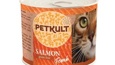 PETKULT Somon, conservă hrană umedă fără cereale pisici, 185g