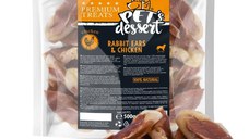 PET'S DESSERT Rabbit Ears & Chicken, XS-XL, Iepure și Pui, punguță recompense fără cereale câini, 500g