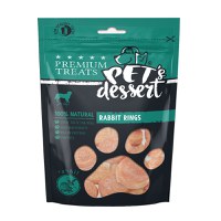 PET'S DESSERT Rings, XS-XL, Iepure, punguță recompense fără cereale câini, 80g - 1