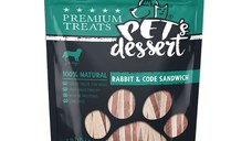 PET'S DESSERT Sandwich, XS-XL, Iepure și Cod, punguță recompense fără cereale câini, 80g