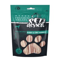 PET'S DESSERT Sandwich, XS-XL, Iepure și Cod, punguță recompense fără cereale câini, 80g - 1