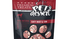 PET'S DESSERT Soft, XS-XL, Vită și Cod, punguță recompense fără cereale câini, 80g