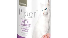 PIPER Animals Sterilised, Iepure, conservă hrană umedă fără cereale pisici sterilizate, (în aspic), 400g