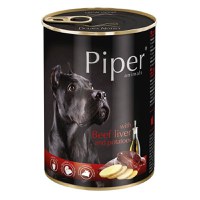 PIPER Animals, XS-XL, Ficat de Vită și Cartofi, conservă hrană umedă fără cereale câini, (în aspic), 400g - 1