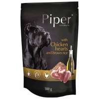 PIPER Animals, XS-XL, Inimi de Pui și orez brun, plic hrană umedă câini, (în aspic), 500g - 1