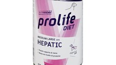 PROLIFE Diet Hepatic, M-XL, Pui și Porc, dietă veterinară, conservă hrană umedă fără cereale câini, sistem hepatic, (în aspic), 400g