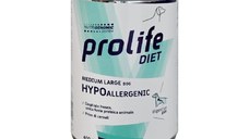 PROLIFE Diet Hypoallergenic, M-XL, Mistreț, dietă veterinară, conservă hrană umedă fără cereale câini, alergii, (în aspic), 400g