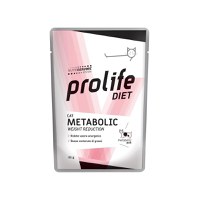 PROLIFE Diet Metabolic Weight Reduction, Pui, dietă veterinară, plic hrană umedă pisici, obezitate & diabet, (în aspic), bax, 85g x 12buc - 1