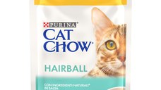 PURINA Cat Chow Hairball Control, Pui și Fasole Verde, hrană umedă pisici, limitarea ghemurilor de blană, (în sos) PURINA Cat Chow Hairball Control, Pui și Fasole Verde, plic hrană umedă pisici, limitarea ghemurilor de blană, (în sos), 85g