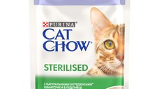 PURINA Cat Chow Sterilised, Miel și Fasole Verde, hrană umedă pisici sterilizate, (în sos) PURINA Cat Chow Sterilised, Miel și Fasole Verde, plic hrană umedă pisici sterilizate, (în sos), 85g