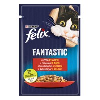 PURINA Felix Fantastic, Vită, hrană umedă pisici, (în aspic) PURINA Felix Fantastic, Vită, plic hrană umedă pisici, (în aspic), 85g - 4