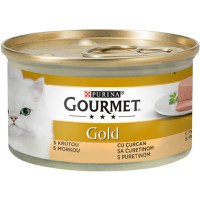 PURINA Gourmet Gold Mousse, Curcan, conservă hrană umedă pisici, (pate), 85g - 1