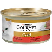 PURINA Gourmet Gold Mousse, Vită, conservă hrană umedă pisici, (pate), 85g - 1