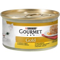 PURINA Gourmet Gold Savoury Cake, Pui cu Morcov, conservă hrană umedă pisici, (bucăți de carne), 85g - 1