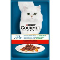 PURINA Gourmet Perle, Vită, Morcovi și Legume, plic hrană umedă pisici, (în sos), 85g - 1