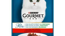 PURINA Gourmet Perle, Vită, Morcovi și Legume, plic hrană umedă pisici, (în sos), 85g