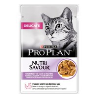 PURINA Pro Plan Delicate Nutrisavour, Curcan, hrană umedă pisici, sensibilități digestive, (în sos) PURINA Pro Plan Delicate Nutrisavour, Curcan, plic hrană umedă pisici, sensibilități digestive, (în sos), 85g - 1