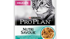 PURINA Pro Plan Delicate Nutrisavour, Pește oceanic, hrană umedă pisici, sensibilități digestive, (în sos) PURINA Pro Plan Delicate Nutrisavour, Pește oceanic, plic hrană umedă pisici, sensibilități digestive, (în sos), 85g