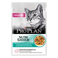 PURINA Pro Plan Delicate Nutrisavour, Pește oceanic, hrană umedă pisici, sensibilități digestive, (în sos) PURINA Pro Plan Delicate Nutrisavour, Pește oceanic, plic hrană umedă pisici, sensibilități digestive, (în sos), 85g - 1