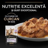 PURINA Pro Plan Nutrisavour Junior, Curcan, hrană umedă pisici junior, (în sos) PURINA Pro Plan Nutrisavour Junior, Curcan, plic hrană umedă pisici junior, (în sos), 85g - 3