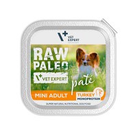 RAW PALEO Mini Adult, XS-S, Curcan, tăviță hrană umedă monoproteică fără cereale câini, alergii, (pate), 150g - 1